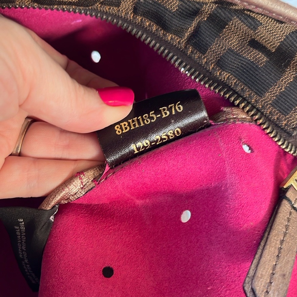 Authentic Fendi Pink Metallic Perforated Zip Tote - Picture 13 of 16